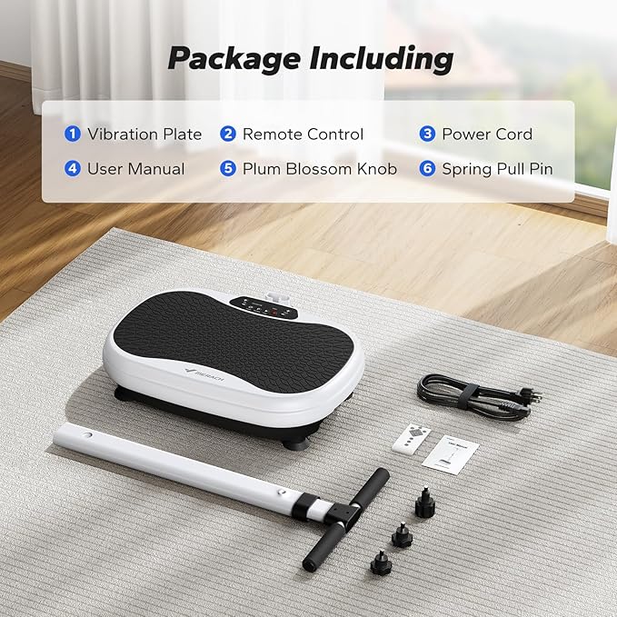 MERACH Vibration Plate Exercise Machine, Vibration Plate for Lymphatic Drainage Weight Loss, Vibrating Plate Exercise Machine with Handrails, Exercise Equipment for Women Men Home