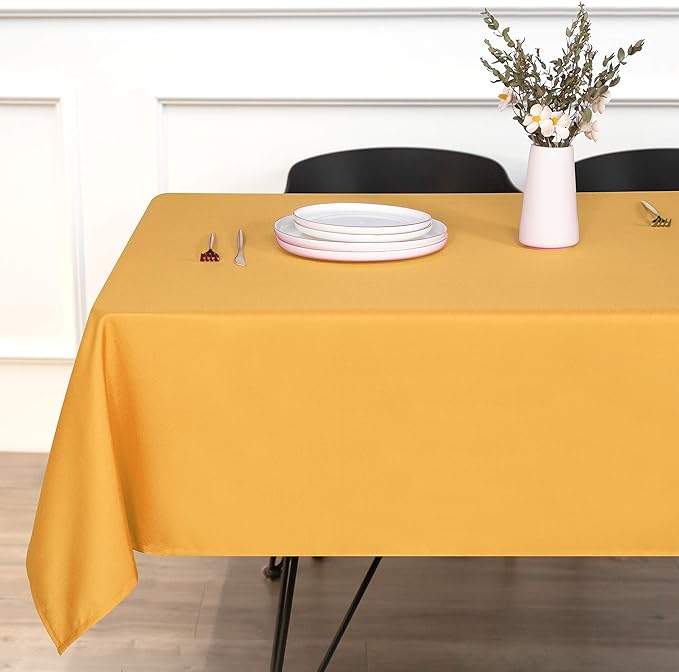 sancua Rectangle Tablecloth - 54 x 78 Inch - Stain and Wrinkle Resistant Washable Polyester Table Cloth, Decorative Fabric Table Cover for Dining Tables, Buffet Parties and Camping, Gold