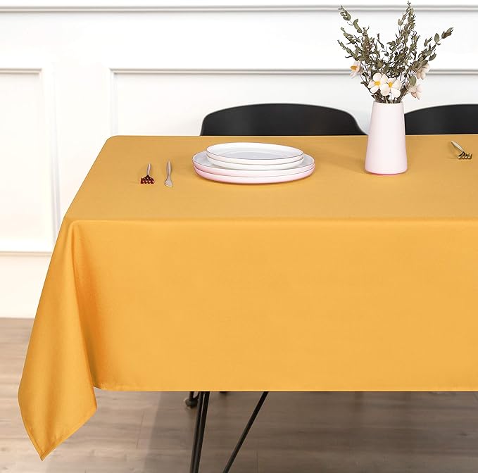sancua Rectangle Tablecloth - 54 x 120 Inch - Stain and Wrinkle Resistant Washable Polyester Table Cloth, Decorative Fabric Table Cover for Dining Tables, Buffet Parties and Camping, Gold