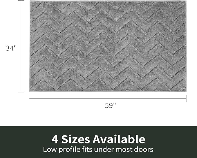 Stiio Dirt Trapper Door Mat 34x59 Inches, Front Doormat Indoor Outdoor Entrance Low Pile, All-Season, All-Weather Absorbent Entry Rug, Washable Non Slip Rug for Entryway, Grey