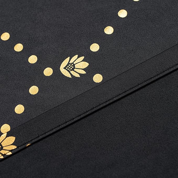 Grommets Blackout Long Window Curtains Black Gold-52W*108L 2PCS Drapes for Bedroom