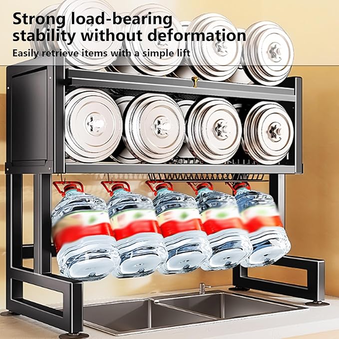 Home Furnishing Over The Sink Dish Drainer Drying Rack 3 Tier Over Sink Dish Rack for,oversink Dish Dry Rack,Space Saving Dish Drying Rack,Kitchen Sink Organizer countertop(White,75cm/29.5in)