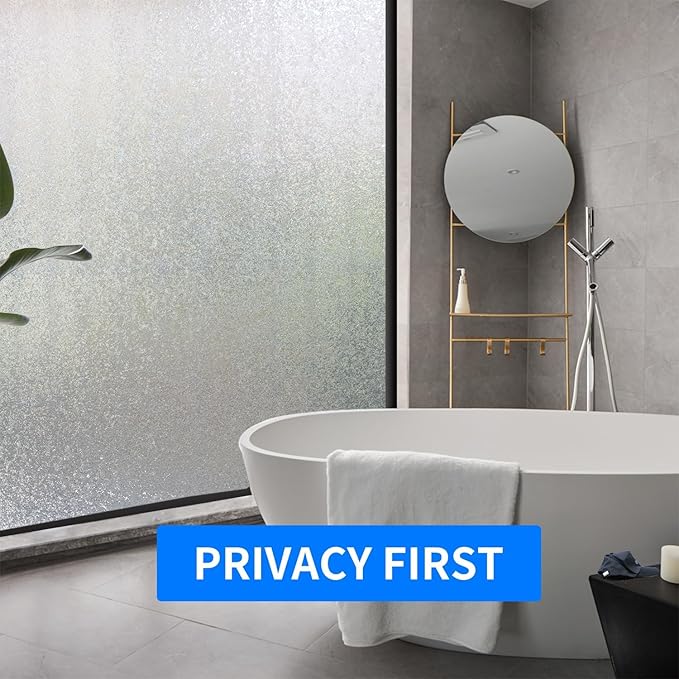 Window Film Privacy Day and Night with Installation Tools, Static Cling Glass Film Ideal for Home Shower Office Glass Door (Flash Diamond, 35.4 x 78.7 Inch)