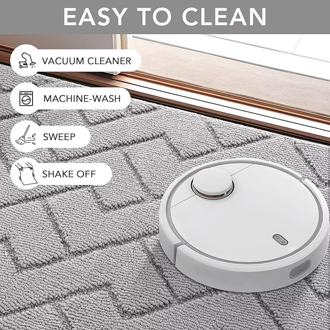 hicorfe Front Door Mat Outside Entrance,24"x35" Absorbent Muddy Dirt Resist Welcome Door Mats Outdoor Indoor,Stain and Fade Resistant,Non Slip Backing Entry Mat Doormat for Entryway (Light Grey)