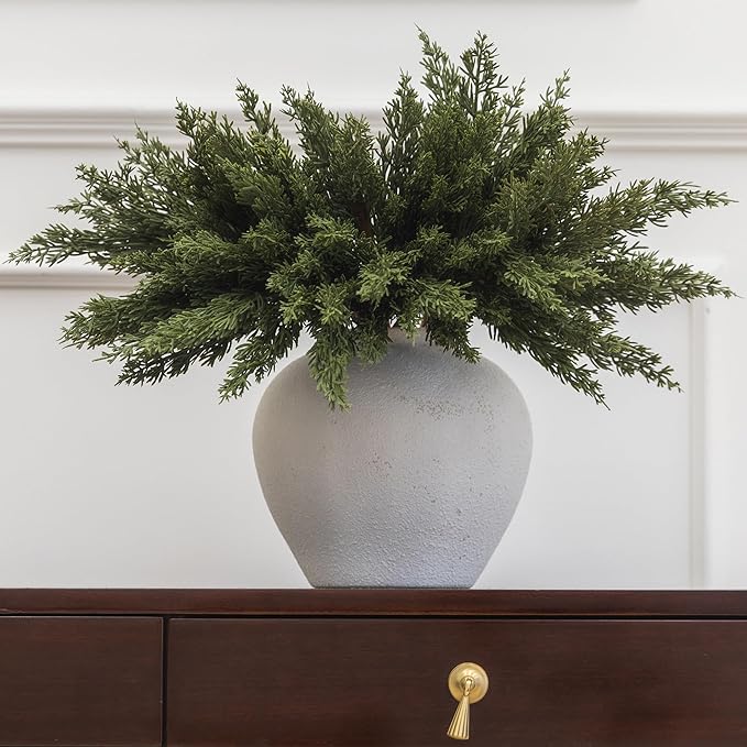 MISSPIN 12 Pcs 19.5 Inches Christmas Cedar Branches, Cedar Artificial Christmas Branches DIY Crafts Faux for Xmas Indoor Outdoor Home Decor