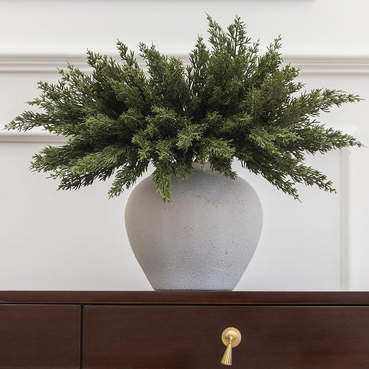 MISSPIN 12 Pcs 19.5 Inches Christmas Cedar Branches, Cedar Artificial Christmas Branches DIY Crafts Faux for Xmas Indoor Outdoor Home Decor