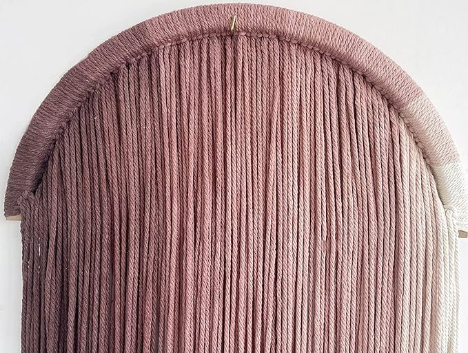 Macrame Boho Wall Decor - Pink Yarn Wall Hanging, 20" Circle Hoop