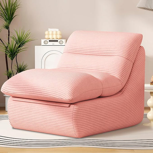 Misolant Bean Bag Chairs，Big Corduroy Fabric Sofa Bean Bag Chair for Adults and Teens with High-Resilience Sponge, Non-Slip Base Floor Lounge Sofa for Home, Living Room, Bedroom, Gaming Pink