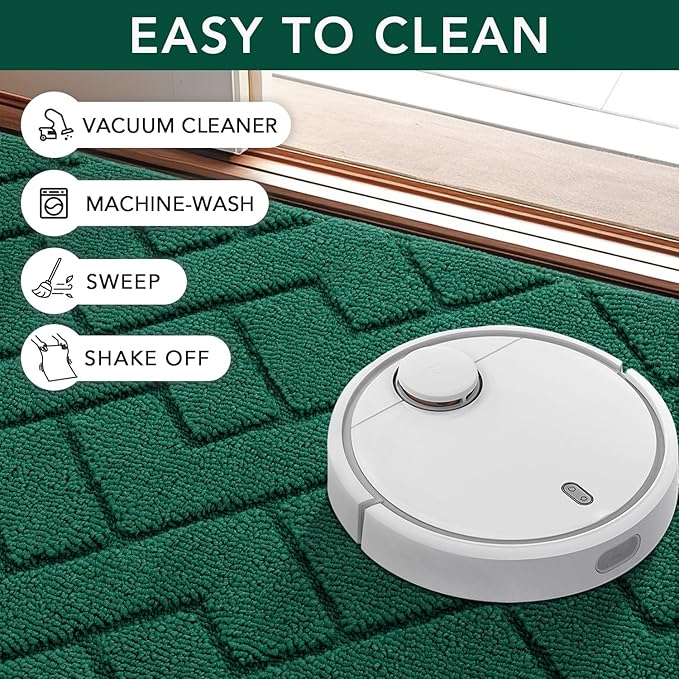 hicorfe Front Door Mat Outside Entrance,36"x59" Absorbent Muddy Dirt Resist Welcome Door Mats Outdoor Indoor,Stain and Fade Resistant,Non Slip Backing Entry Mat Doormat for Entryway(Evergreen)