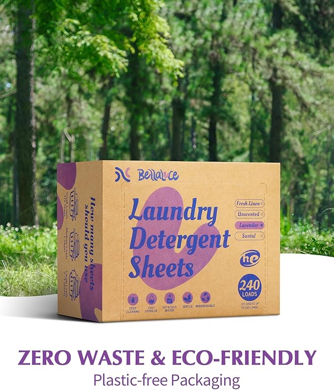 Laundry Detergent Sheets - 240 Loads Girls Lavender Laundry Sheets for Dorm,College,Home, Hotel,Apartment,Camping,Cruise,Road Trip,Beach Vacation,Backpack,Small Space, Family School Travel Essentials