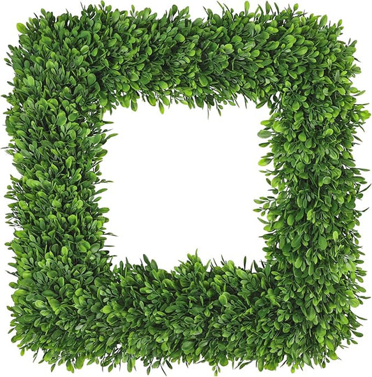 Artgar 20Inch Boxwood Wreath, Spring Wreaths for Front Door, Realistic Green Square Boxwood Wreath for Year-Round Decor, Artificial Summer Wreaths for Wedding Farmhouse Indoor/Outdoor Porch Decor