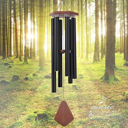 Wind Chimes for Outside Large Deep Tone, 44 Inch Black Memorial Windchimes, Outdoor Wind Chimes Gifts for Housewarming, Mother's Day, Christmas, Patio Garden Yard Decoration