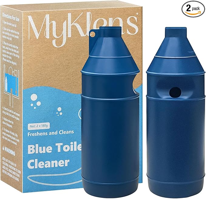Toilet Bowl Cleaner Bottle, Automatic Toilet Bowl Cleaner Tablets in Bottle, Easy to Use, Long-Lasting Effect Toilet Cleaners Drop in Tank, Blue, 2 Bottles