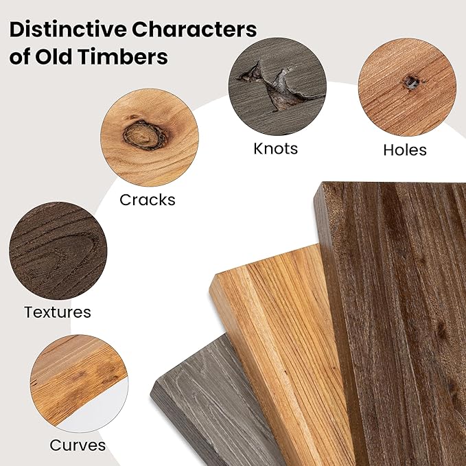 Fun Memories Floating Shelves for Wall, 48"x9.3" Rustic Solid Live-Edge Elm Wood Wall Shelves, Heavy-Duty Floating Shelves with Invisible Brackets for Living Room, Bedroom, and Kitchen, Grey Finish