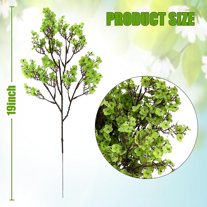 Sggvecsy 10 Pcs Babys Breath Artificial Flowers Gypsophila Bouquets Bulk Real Touch Fake Silk Flowers for Home Wedding DIY Floral Arrangement Kitchen Table Centerpiece Festival Decoration (Green)