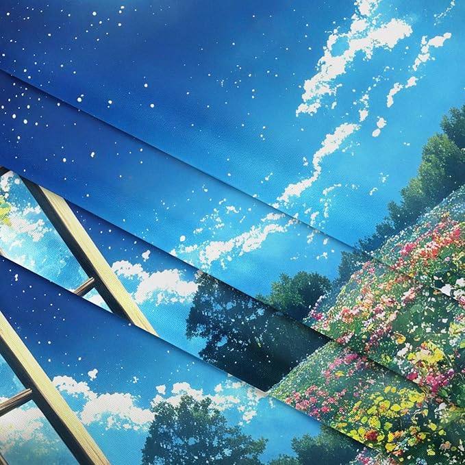 LB Wildflower Moon Tapestry, Green Plant Outside Window and Colorful Floral Wall Tapestry for Bedroom, Garden Wall Art for Living Room Dorm Home Decor Ready to Hanging, 80 x 60 Inches