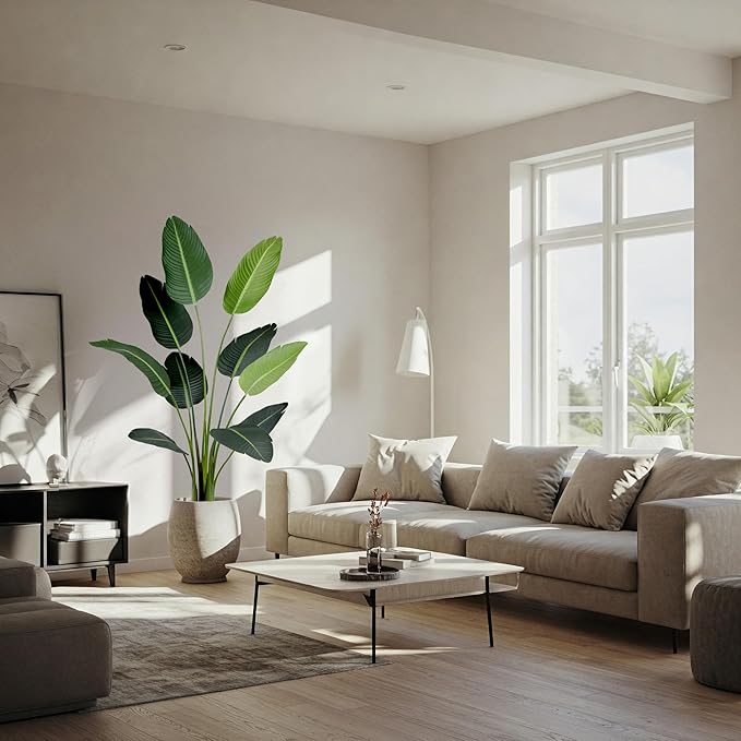 Worth Garden 59in Artificial Bird of Paradise Plant 4.9ft, Large Faux Tropical Tree for Office and Home, Lifelike Greenery for Indoor and Outdoor Spaces