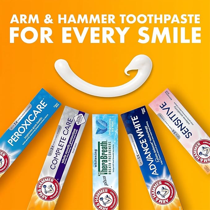 ARM & HAMMER Complete Care Toothpaste, Teeth Whitening Toothpaste with Baking Soda, Fluoride, Whole Mouth Protection, Fresh Mint Flavor, 6.0 oz (Pack of 4)
