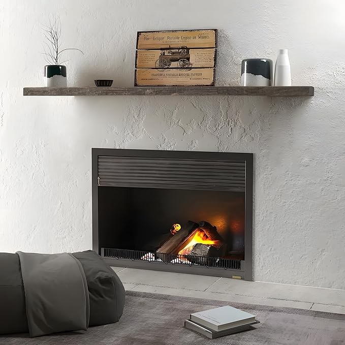 Solid Reclaimed Wood Floating Shelf 48inches Width and 8 inches Depth, Rustic Reclaimed Barnwood Wall Hanging Shelves with Invisible Heavy-Duty Metal Bracket，Cement Grey