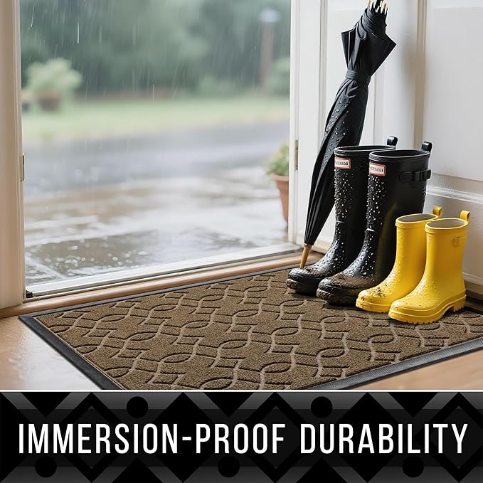 Yimobra Front Door Mats Outside Entrance, 36x24 All-Season Waterproof Welcome Matt Outdoor, All-Weather Non-Slip Doormat, Non Slip Porch Patio Indoor Entrance Mat, Brown