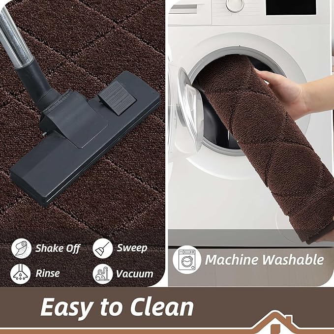 BEQHAUSE Dirt Trapper Door Mat 24" x 36", Doormat Non-Slip Entryway Rugs Washable, Dog Door Mat Stain Resistant and Absorbent Welcome Floor Mat for Front Back Door, Muddy Wet Shoes & Paws, Brown