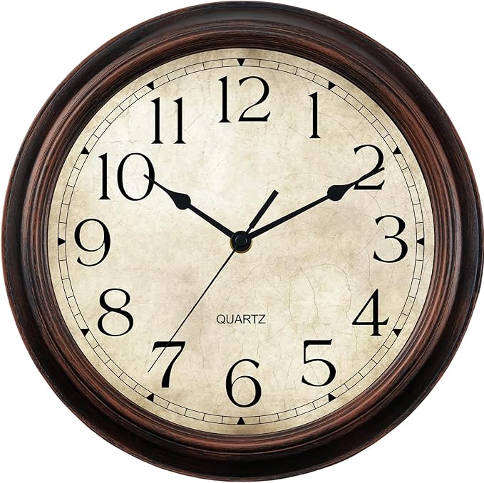 Wall Clock Battery Operated Vintage Silent Non-Ticking Analog Wall Clocks 8.5 Inch Small Retro Clock Decorative for Kitchen Bathroom Bedroom Home Office (Bronze)