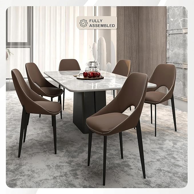 LeisureMod Amalfi Upholstered Fabric Dining Chair – Modern Side Chair with Iron Legs, Mid-Century Accent Chair for Dining Room or Kitchen