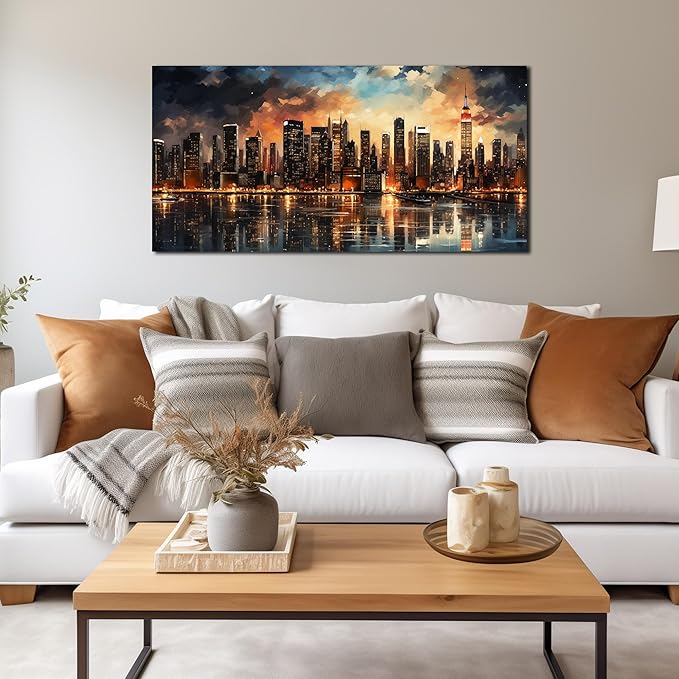 New York City Canvas Wall Art for Bedroom Modern Wall Pictures for Living Room Home Office Wall Decor Size 20 x 40 Inch