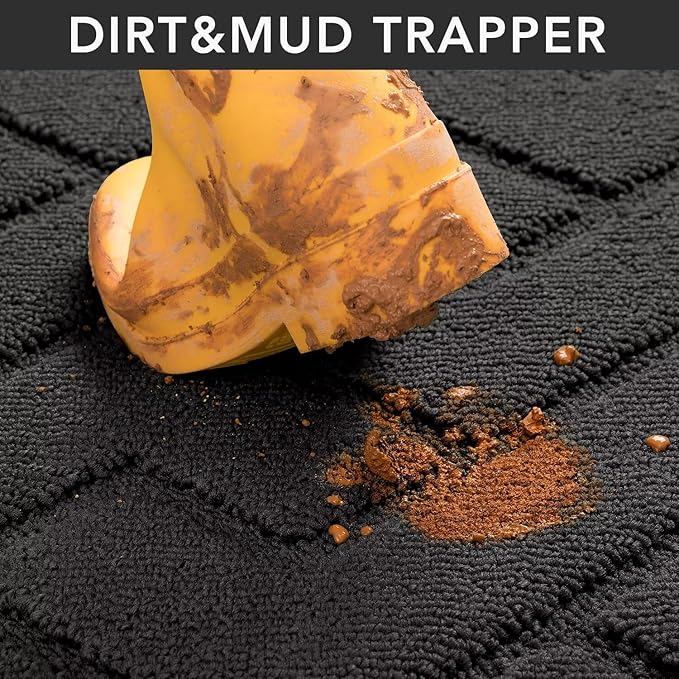 hicorfe Indoor Doormat,Front Back Door Mat Rubber Backing Non Slip Door Mats 20"x48" Absorbent Resist Dirt Entrance Doormat Inside Floor Mats for Entryway Washable Low-Profile(Charcoal)