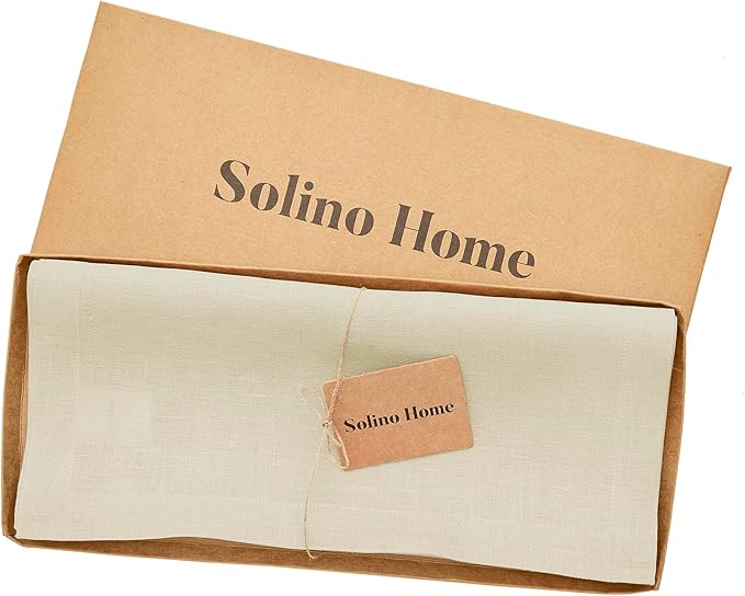 Solino Home Linen Birch Table Runner 36 Inches - 100% Pure Linen Short Table Runner 14 x 36 Inch Ideal for Dresser and Coffee Tables - Fall, Autumn, Thanksgiving - Fete