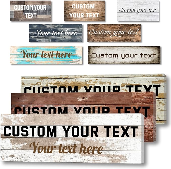 LZIMU Custom Text Signs Wall Decor Personalized Canvas Quote Family Sign Wall Art Wood Background Rustic Farmhouse Decor Framed (7"x21")