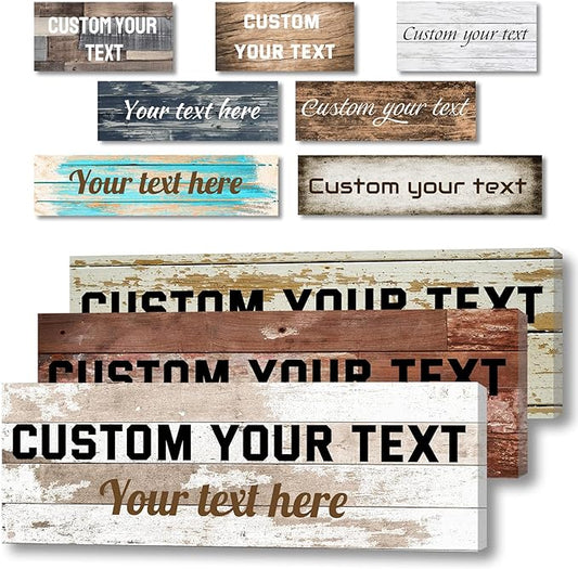 LZIMU Custom Text Signs Wall Decor Personalized Canvas Quote Family Sign Wall Art Wood Background Rustic Farmhouse Decor Framed (7"x21")