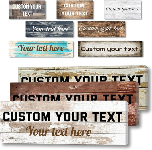 LZIMU Custom Signs for Wall Personalized Canvas Prints Sign with Your Text Customized Family Sign Wall Art for Rustic Farmhouse Home Decor (4"x8")