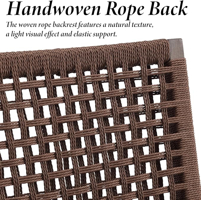 Kmax Farmhouse Dining Chairs Set of 6, Rustic Kitchen Chairs with Linen Fabric Seat and Woven Back, Vintage Accent Chairs for Dining Room, Living Room, Beige