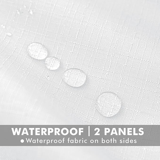 HolidayIdeas 4 Panels Linen Outdoor Curtains for Patio Waterproof White Curtains 84 Inch Length Set-Wide Curtains Weatherproof, Privacy, Textured for Pergola, Porch, Gazebo-110 Wide x 84" Long
