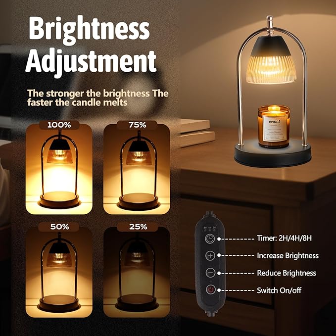 GEEZO Fragrance Candle Warmer Lamp，Electric Candle Warmer with Timer & Dimmer，Mom Christmas Birthday Gifts for Women, House Warming Gifts New Home Bedroom Decor