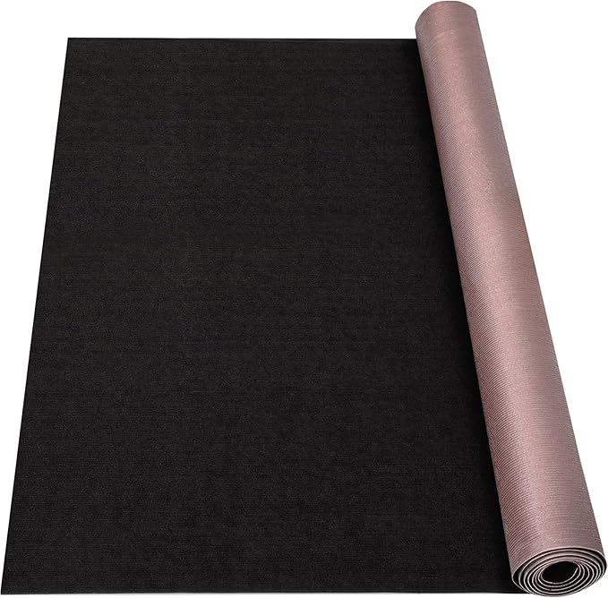 Marine Carpet - 6 FT x 10 FT Black Indoor Outdoor Rug (0.2" Thick) with Water-Proof TPE Backing, Non-Slip Outdoor Marine Carpet Roll for Home, Patio, Porch, Deck