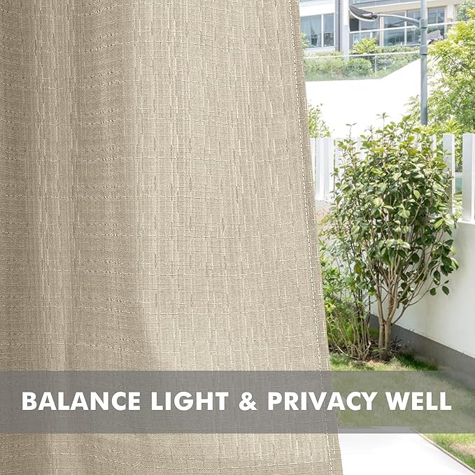 HolidayIdeas 6 Panels Linen Outdoor Curtains for Patio Waterproof Cream Outside Curtains 54"x84"-Indoor/Outdoor Gazebo Curtains Weatherproof, Privacy for Pergola, Porch, Cabana, Living Room, Deck
