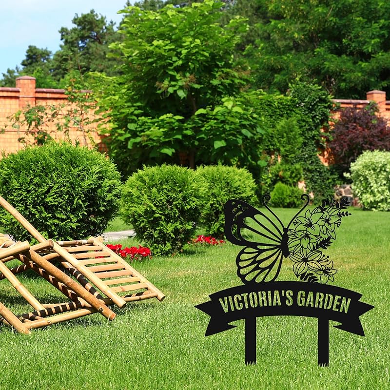 Personalized Metal Garden Sign with Stake, Custom Garden Decor for Outdoor, Custom Family Name Sign, Patio Decorations, Lawn Art, Farmhouse Decorative, Housewarming Gift (CstmDesign7)
