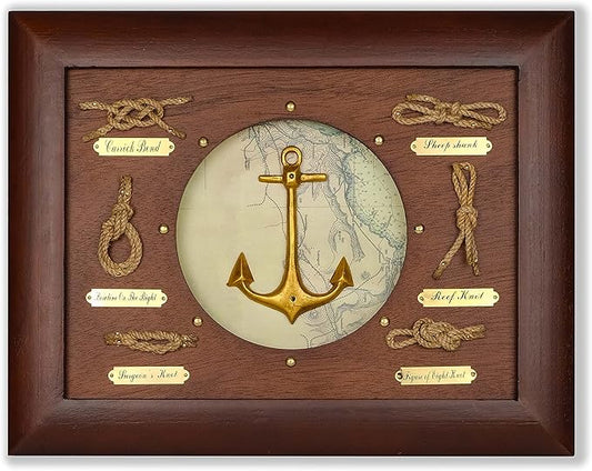 SAILINGSTORY Nautical Wall Decor Knot Board Frame Maritime Decor Coastal Anchor Decor