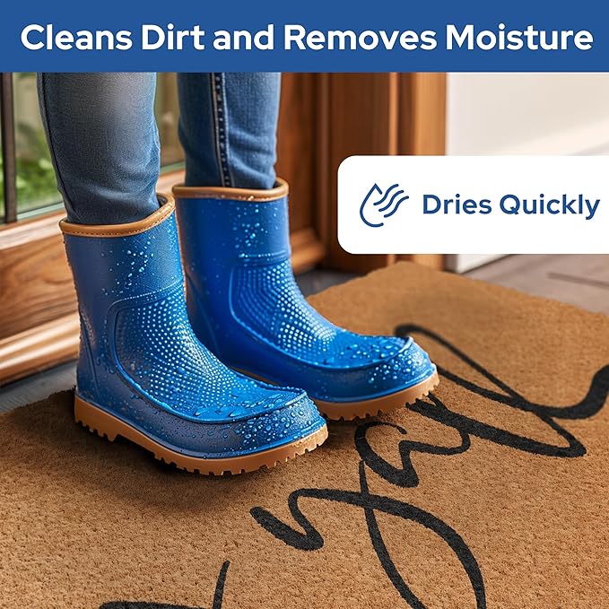 Barnyard Designs Natural Coco Coir Heavy Duty Backing Doormat - Large Cute Non-Slip Front Door Welcome Mat for Outside Entrance or Porch Entry, Brown (24x36, Y'all)