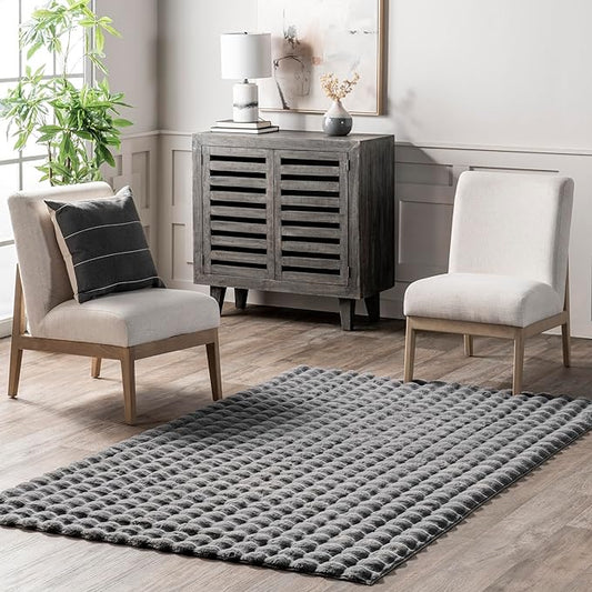 nuLOOM Jeni Checkered 2x3 Machine Washable Accent Rug for Living Room Bedroom Dining Room Entryway Kitchen, Dark Grey