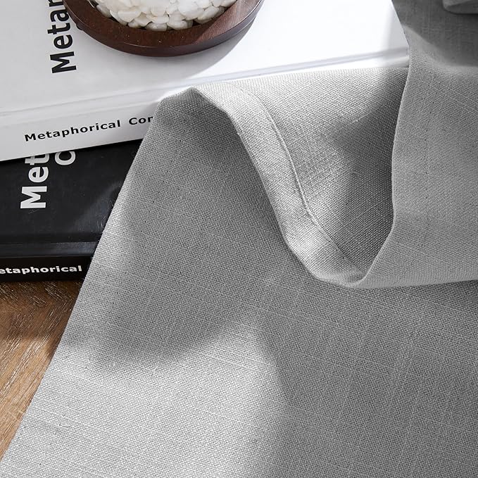 Joydeco Linen Curtains 90 Inch Length, Light Filtering Curtains for Bedroom Living Room, 52 Inches Wide Faux Linen Drapes with Back Tab & Rod Pockets (52x90 inch, Ebony Grey)