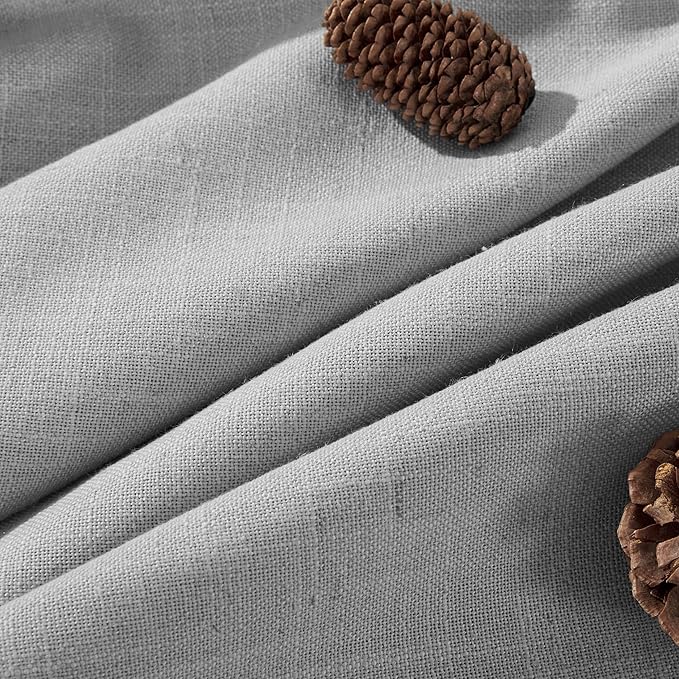 Joydeco Linen Curtains 63 inches Long 2 Panel Sets for Living Room, Light Filtering Drapes with Rod Pocket Back Tab, Ebony Grey Window Long Curtains