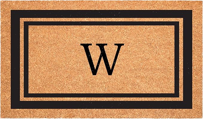 Calloway Mills 152961830W Black Border 18" x 30" Monogram Doormat, (Letter W)