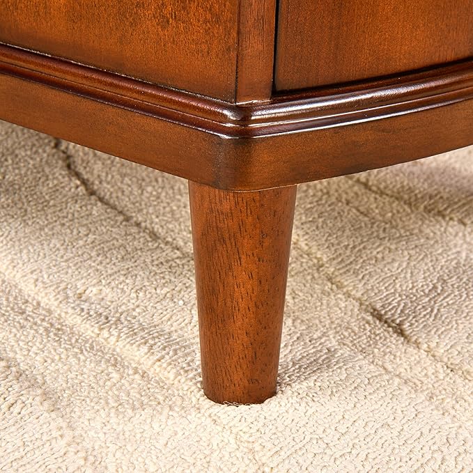 Set of 2 Solid Wood End Table with 3 Drawers, Fully Assembled Nightstand with Sliding Shelf, Pre-Assembled Vintage Wooden Beside Tables In Cherry Brown for Small Space,13.4*22.4*22.6in