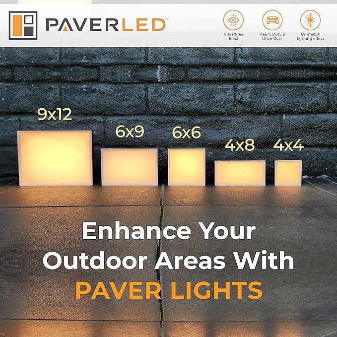 LUMENGY Paver Light 6X9 Inch (5.82 x 8.85 inches) 2700K, Brick Lighting for Pavers, Driveways, Pathways, Patios, Inground & Garden, 12V Waterproof, Drive-Over Rated