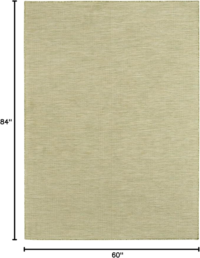 Nourison Home Positano Indoor/Outdoor Green 5' x 7' Area Rug, Easy Cleaning, Non Shedding, Bed Room, Living Room, Dining Room, Backyard, Deck, Patio (5x7)