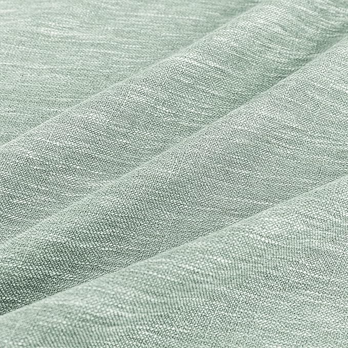 MYSKY HOME 95 Inch Curtains Farmhouse Light Filtering Privacy Curtain Drapes for Patio Door Living Room, Linen Look Texture Fabric Bohemian Draperies Soft Touch Back Tab, 50x95, Aqua, 2 Panels