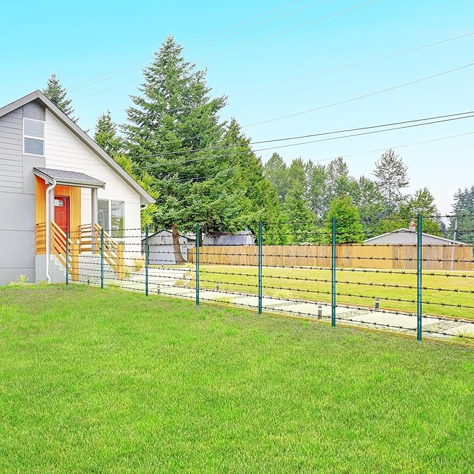 ARIFARO Fence Posts 7 Feet Sturdy Duty Metal Fence Post, Pack of 10, No Dig Garden U Post for Wire Fencing Steel Poles for Yard, Outdoor Wire